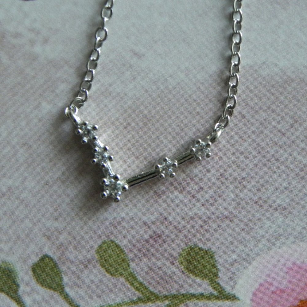 Aries Constellation Necklace With Clear CZ Stones
